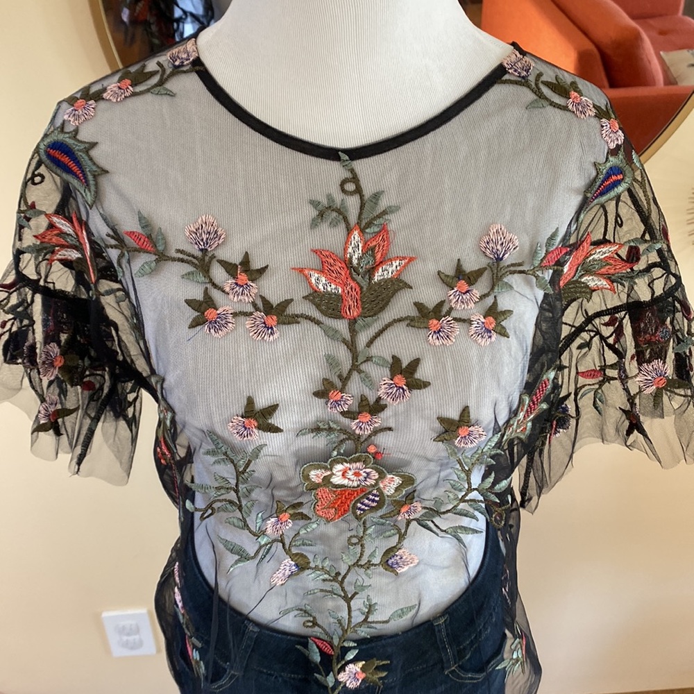 Dalia Floral Embroidered Tulle Top - Picture 5 of 7